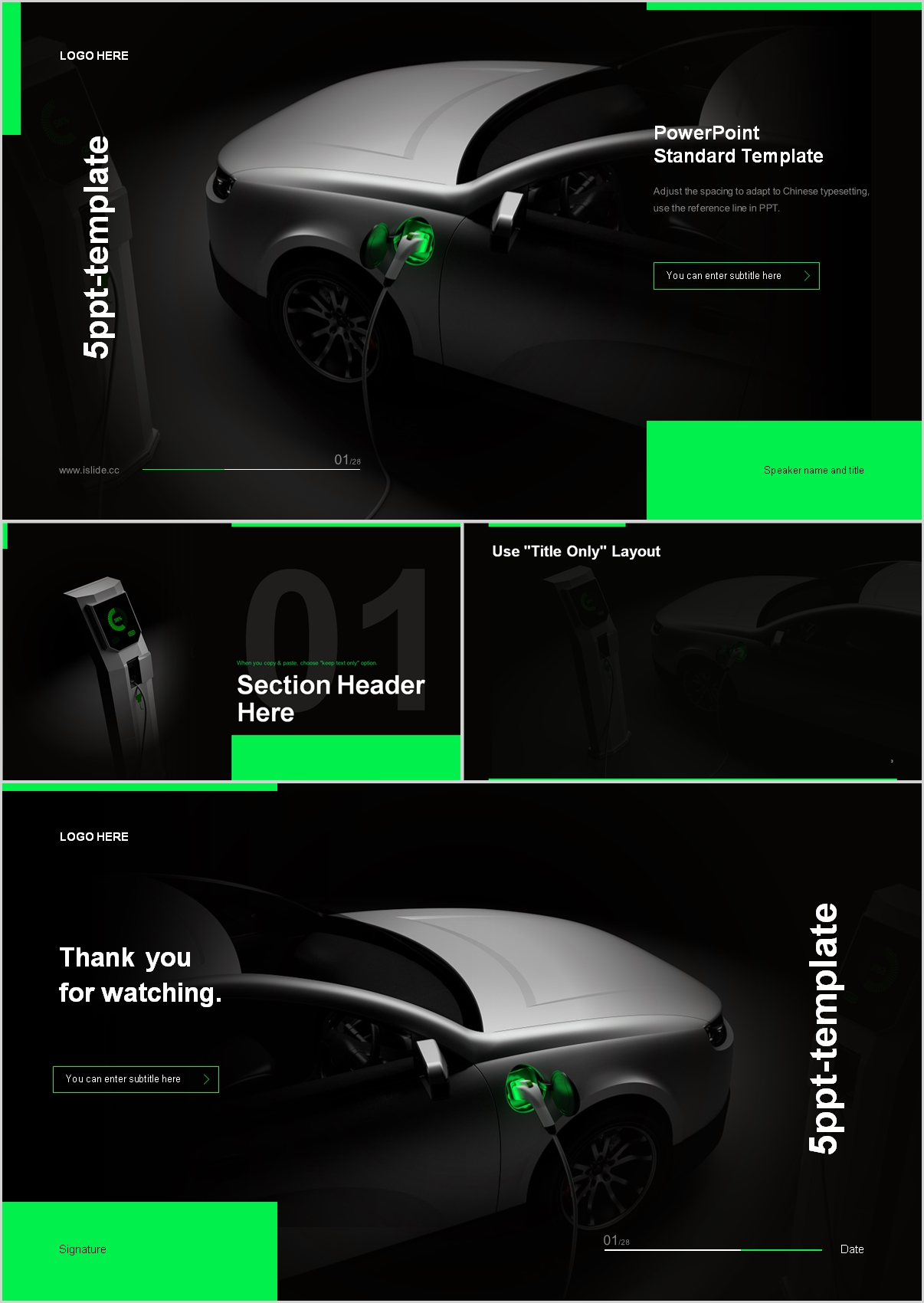 Black Business New energy Vehicle Powerpoint Template