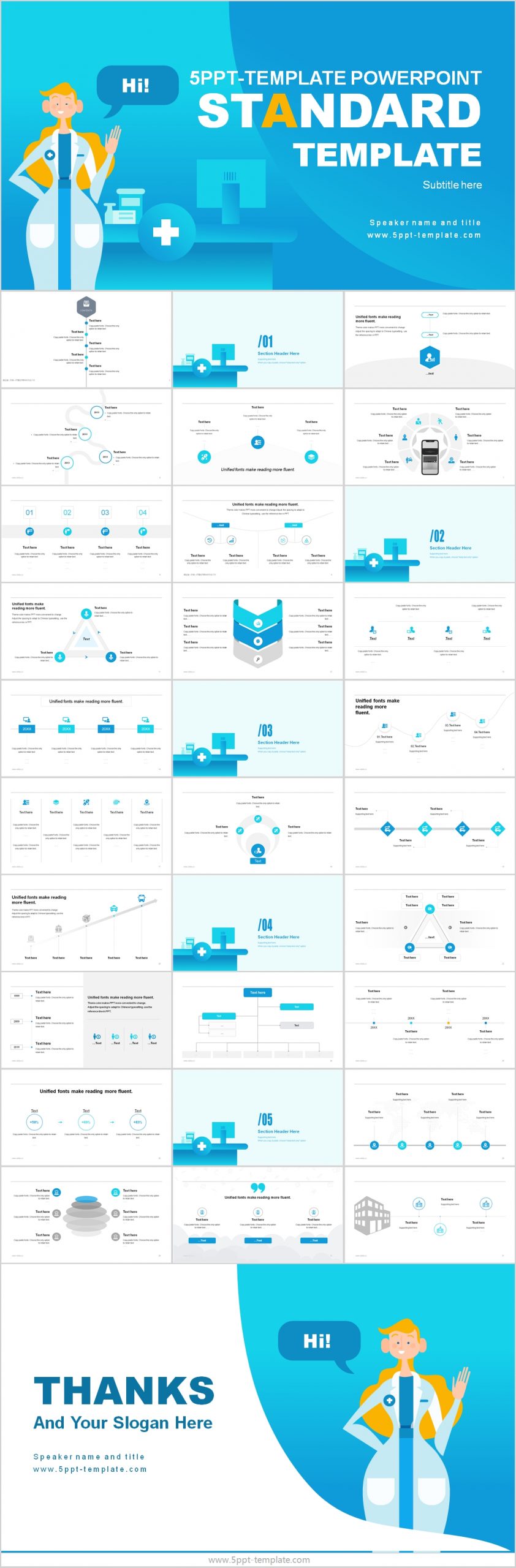 Blue Medical Work Plan Powerpoint Template